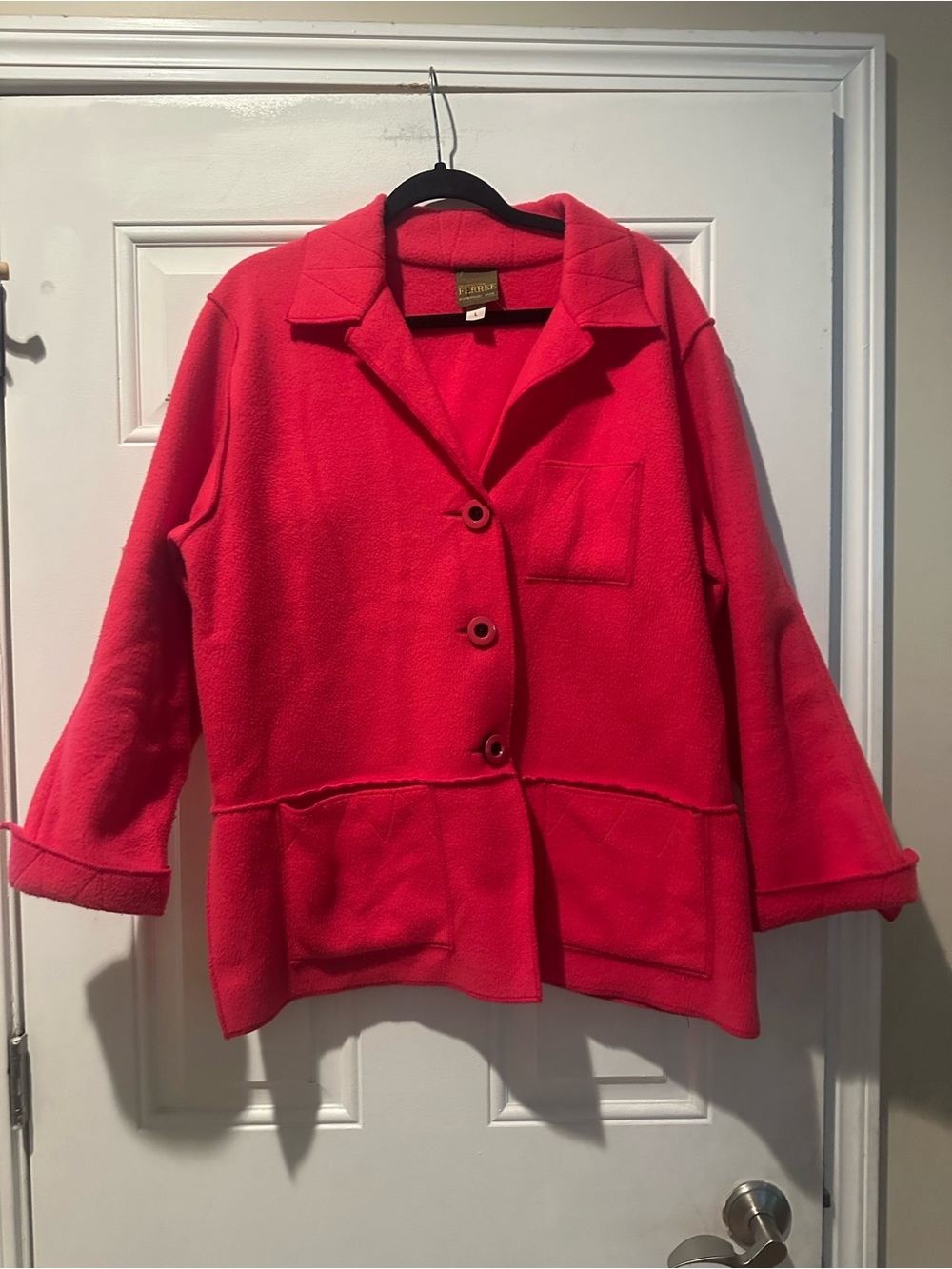 Maralyce Ferree Bright Fuchsia Teddy Jacket with Button Front-Cute!